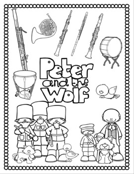 Peter and the wolf coloring pages by music with jamie eisler tpt