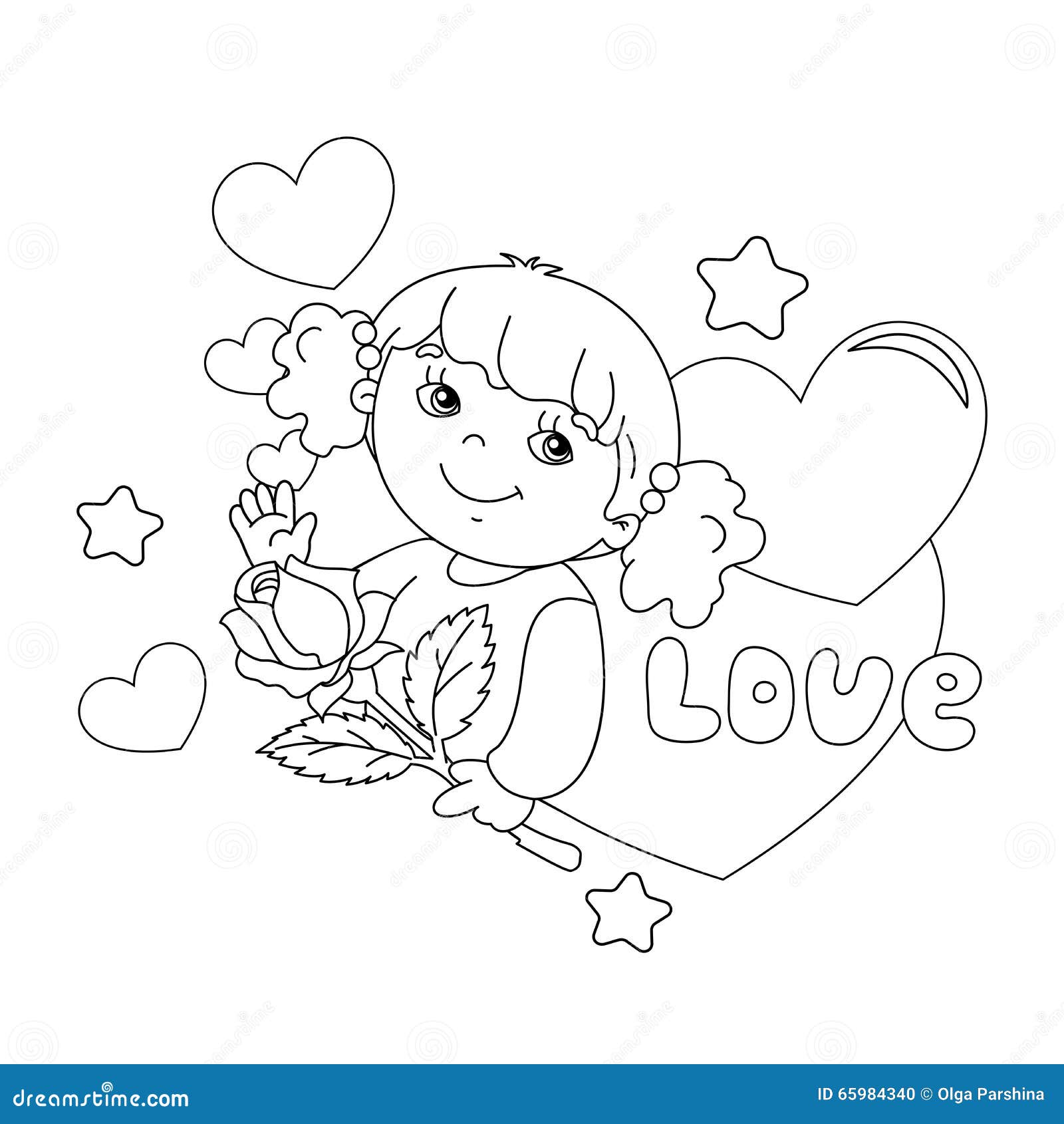Girl rose coloring stock illustrations â girl rose coloring stock illustrations vectors clipart