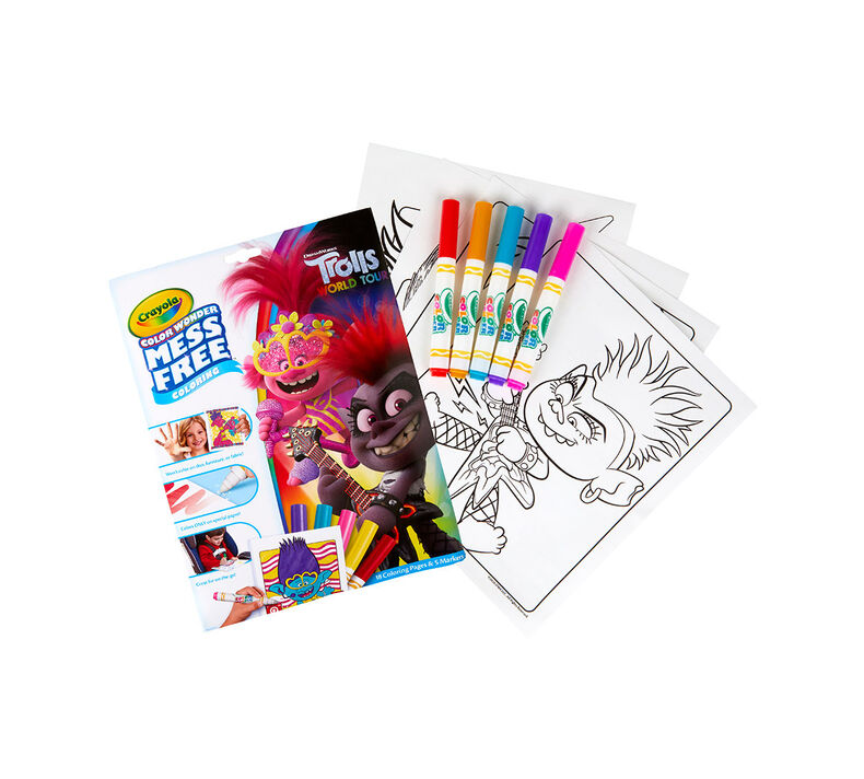 Color wonder trolls coloring pages markers