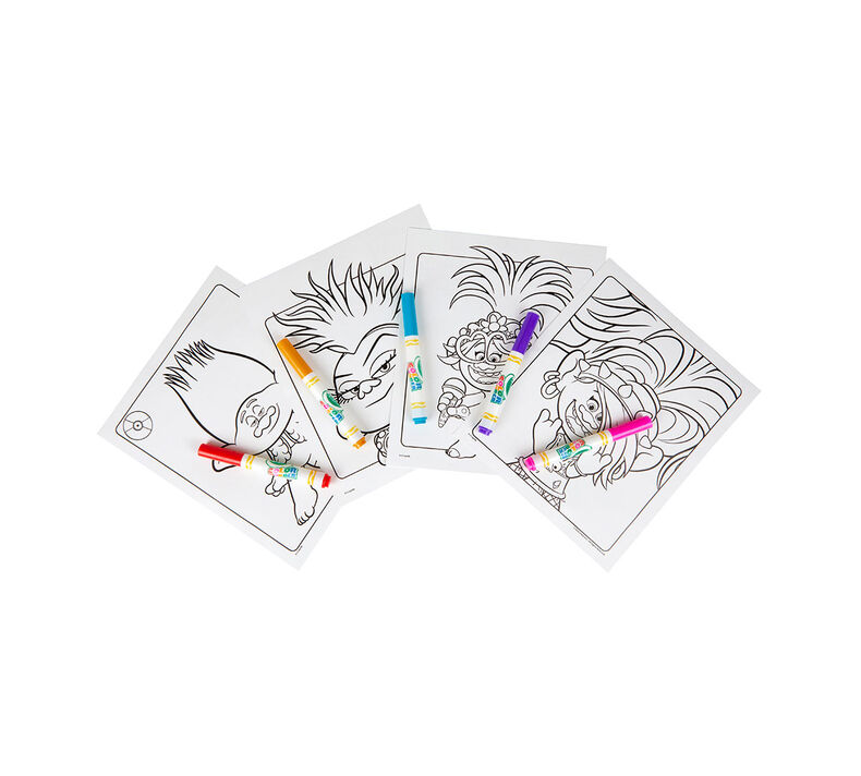 Color wonder trolls coloring pages markers