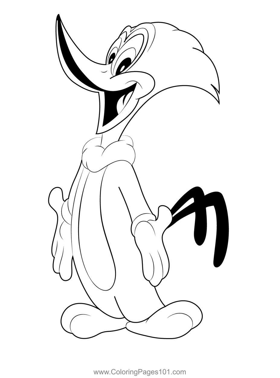 Classic woody woodpecker coloring page for kids