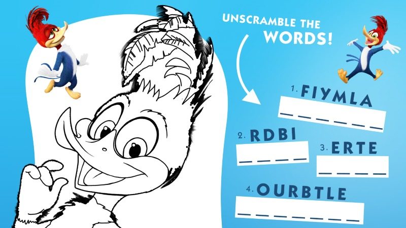 Free woody woodpecker printable activity page for kids