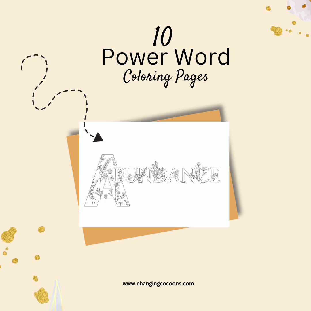 Power words colouring pages bundle â changing cocoons