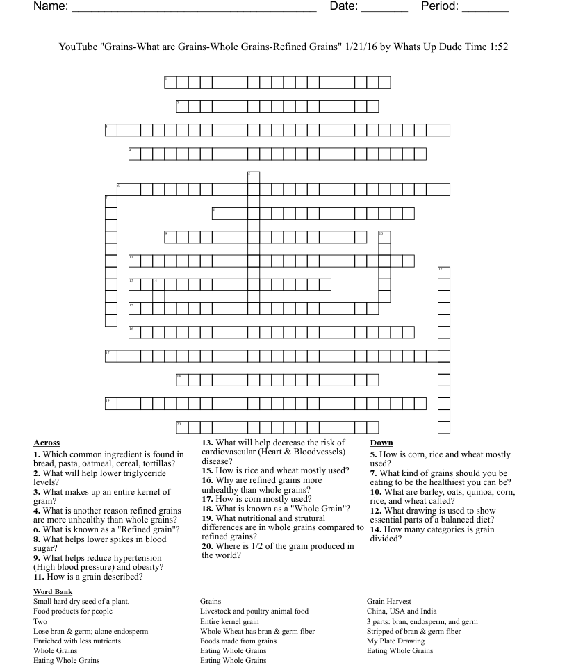 Grains word search