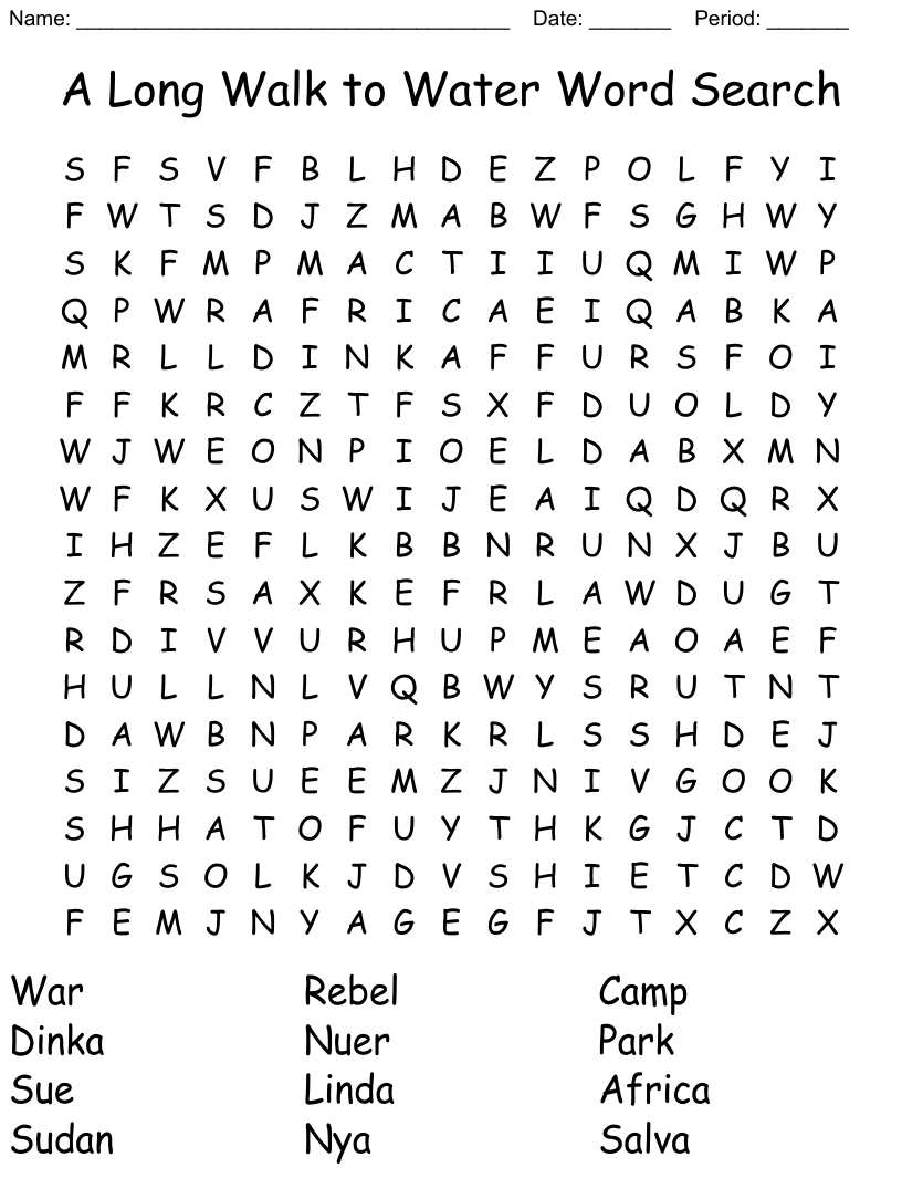 A long walk to water word search