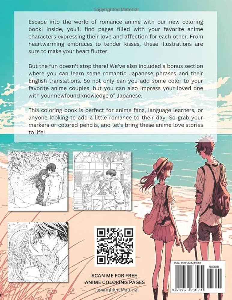 Anime romance coloring book a colorful journey through romantic moments studios worryfree books
