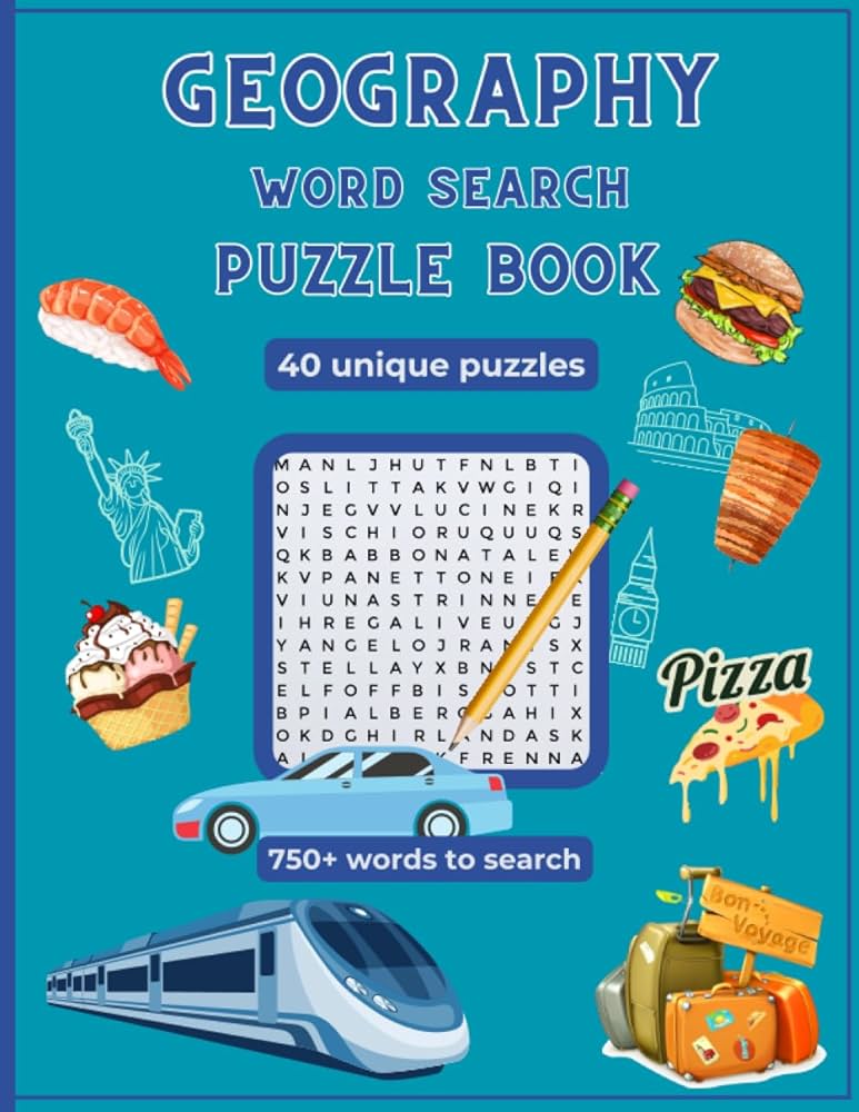 Geography word search puzzle book large prints stress relief activity pages x x cm countries cities mountains more creative coloring books