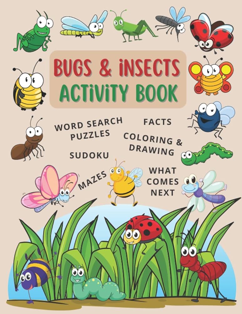 Bugs and insects activity book puzzles for kids ages