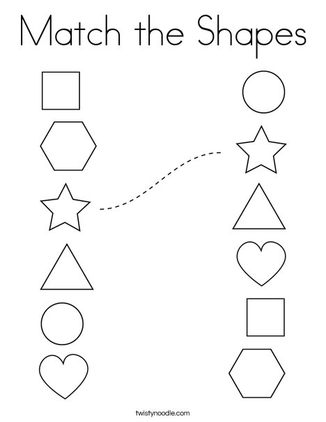 Match the shapes coloring page