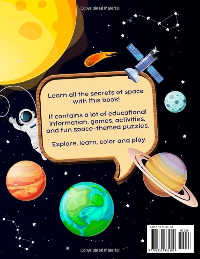 Facts about space you should know activity book for kids ages solar system planets and stars coloring mazes word search and more press onem books
