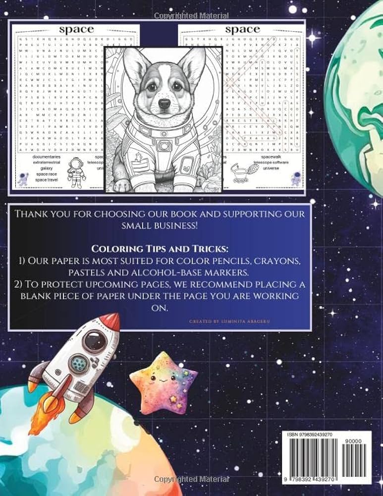 Space word search for kids ages