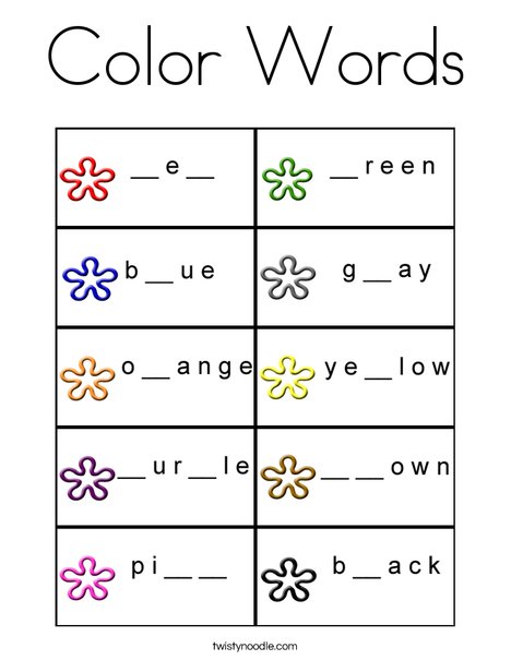 Color words coloring page