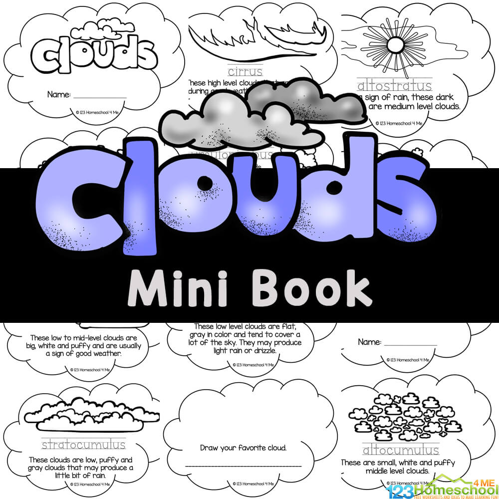 Â free printable types of clouds for kids mini book