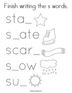 Words that start with s coloring page