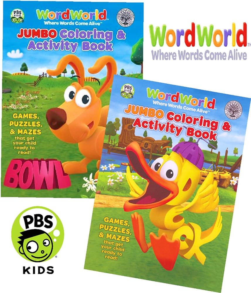 Pbs kids wordworld jumbo loring and activity book set loring books toys games