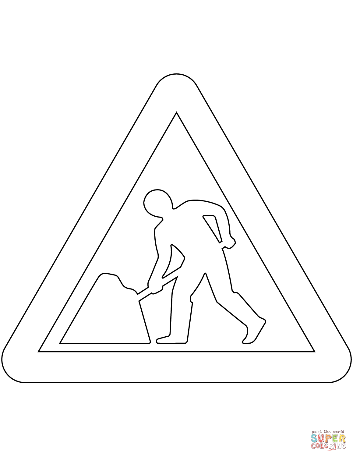 Roadworks ahead sign in the united kingdom coloring page free printable coloring pages