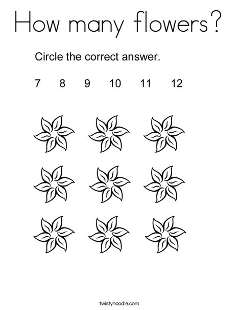 How many flowers coloring page