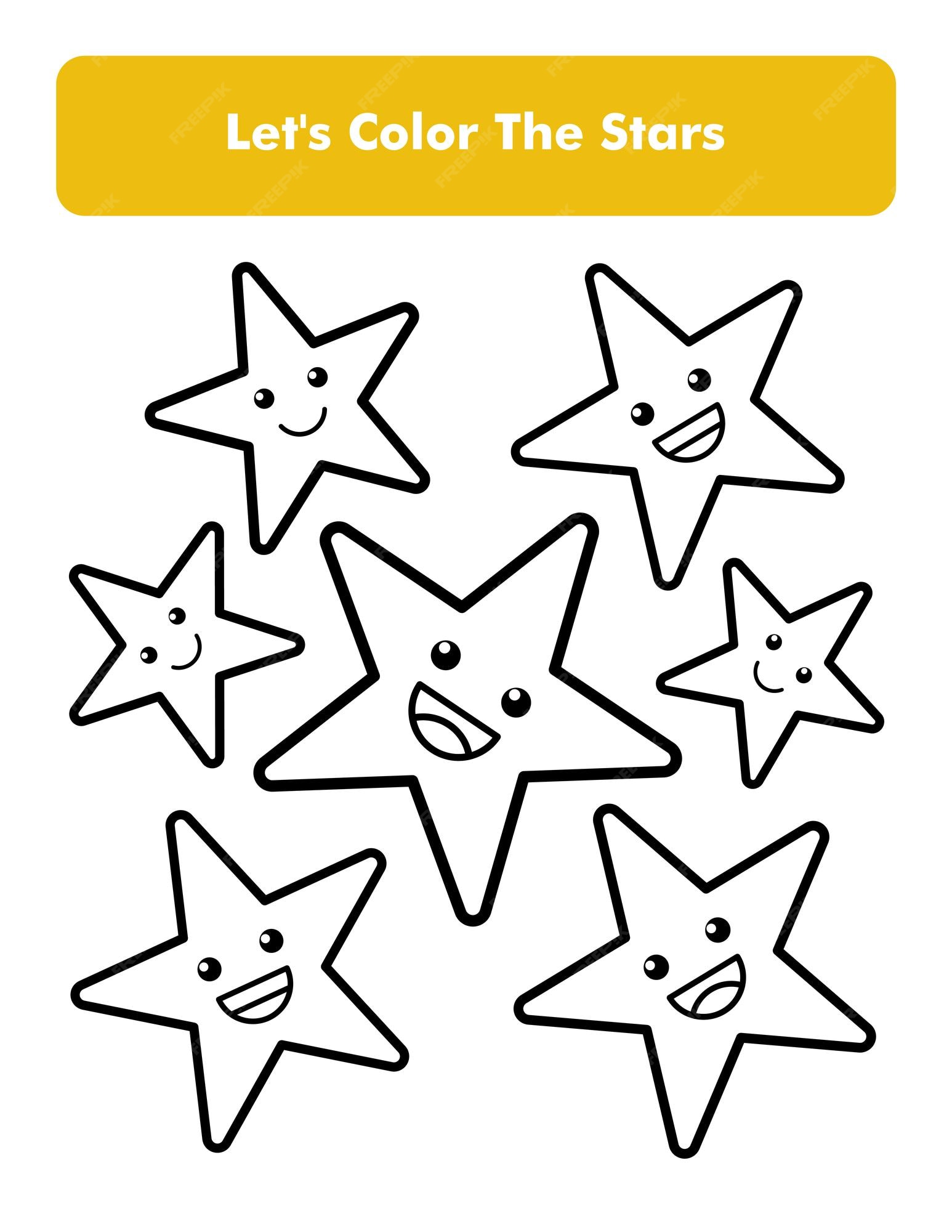 Premium vector happy stars coloring book page in letter page size children coloring worksheet premium vector element