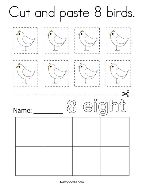 Cut and paste birds coloring page