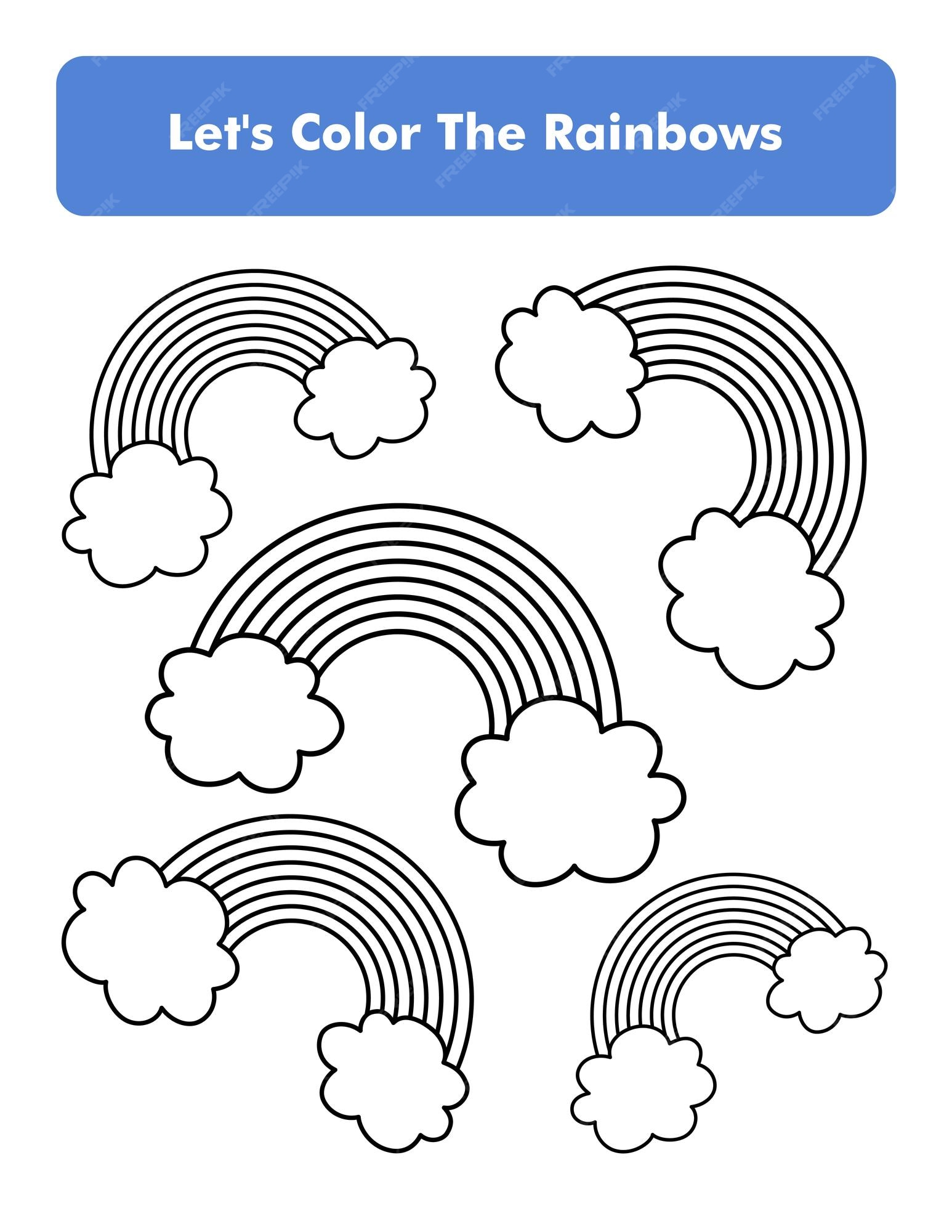 Premium vector rainbow coloring book page in letter page size children coloring worksheet premium vector element