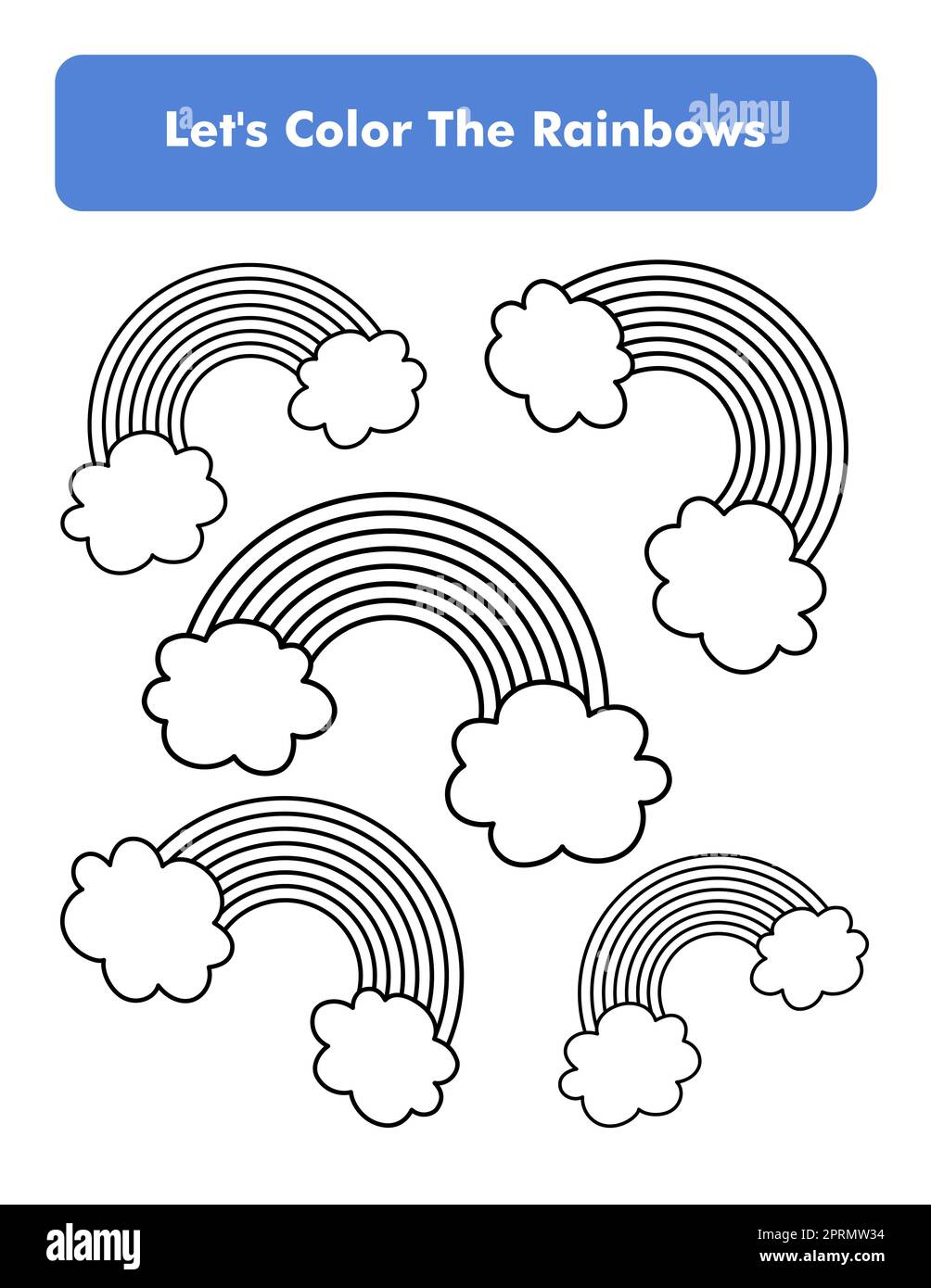 Rainbow coloring book page in letter page size children coloring worksheet premium vector element stock photo