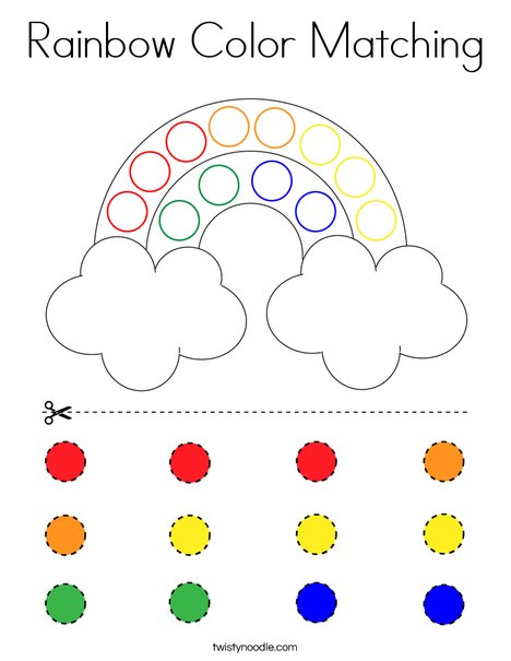 Rainbow color matching coloring page