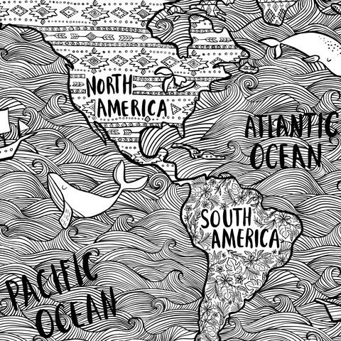 World map coloring poster