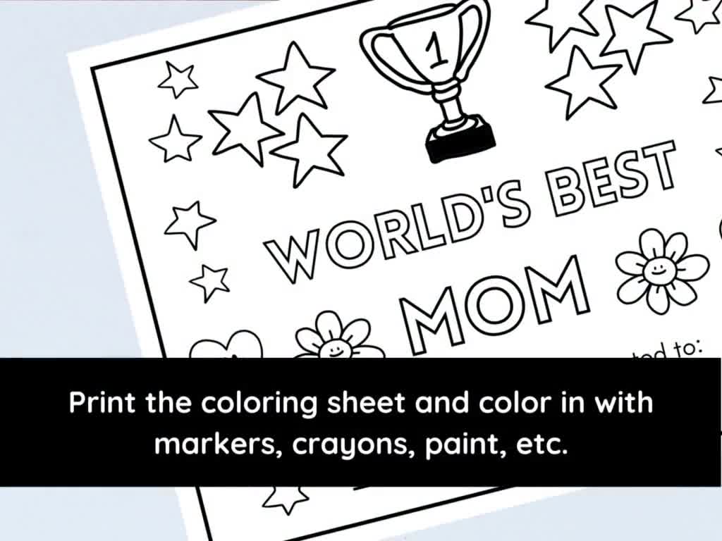 Worlds best mom mothers day certificate coloring