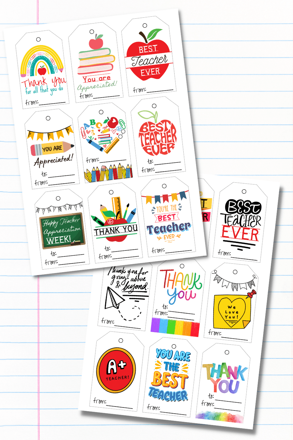 Free printable teacher appreciation tags