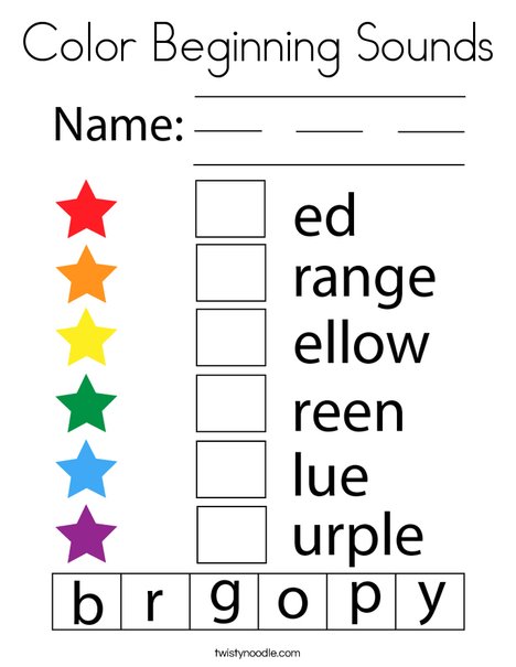 Color beginning sounds coloring page
