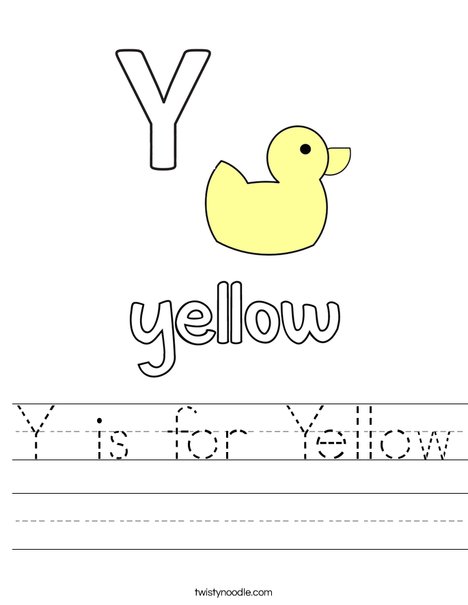 Y is for yellow worksheet