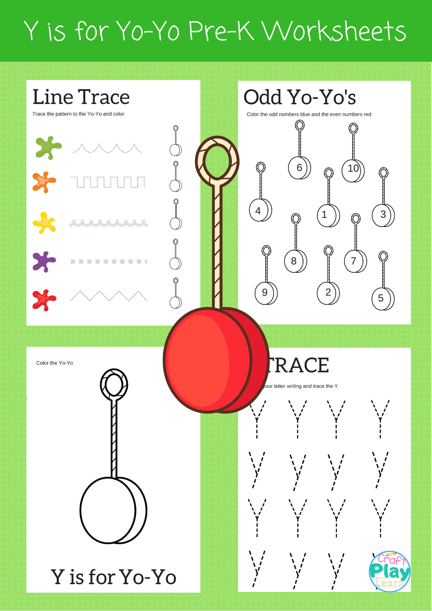 Letter y worksheets for preschool kids