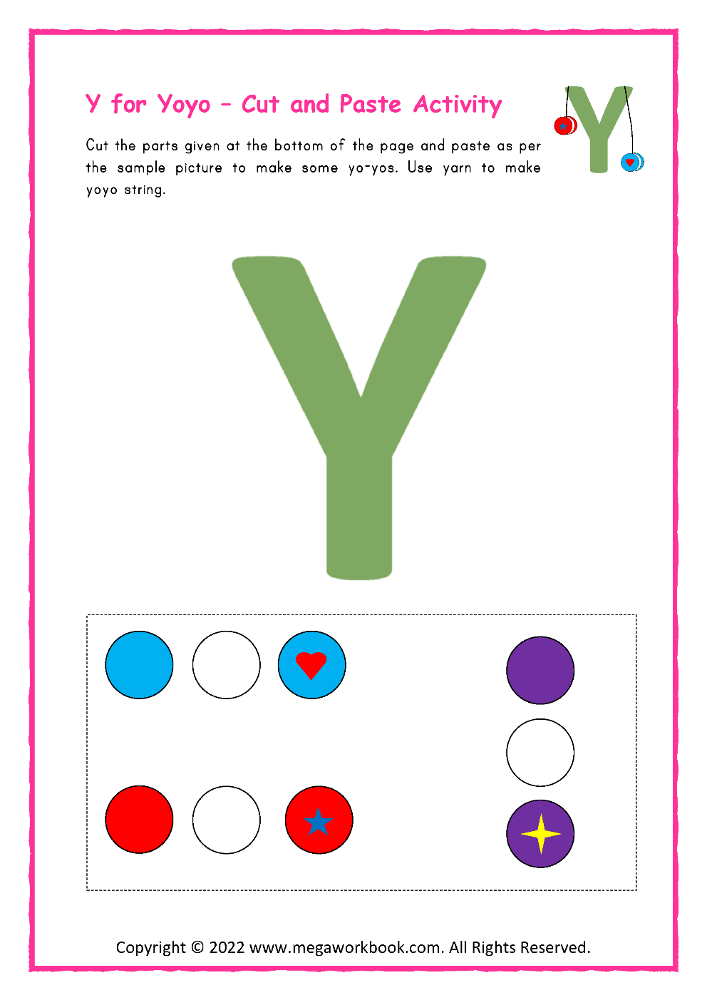 Letter y worksheets for kindergarten