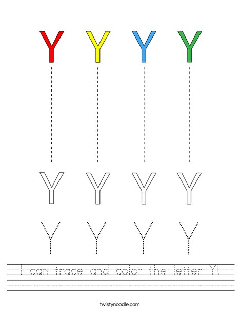 I can trace and color the letter y worksheet