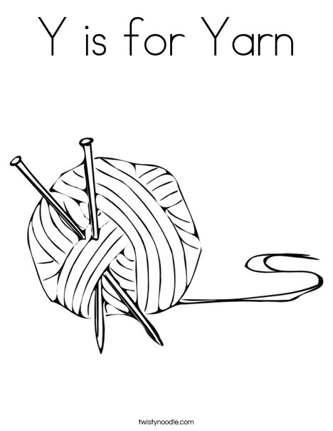 Y is for yarn coloring page
