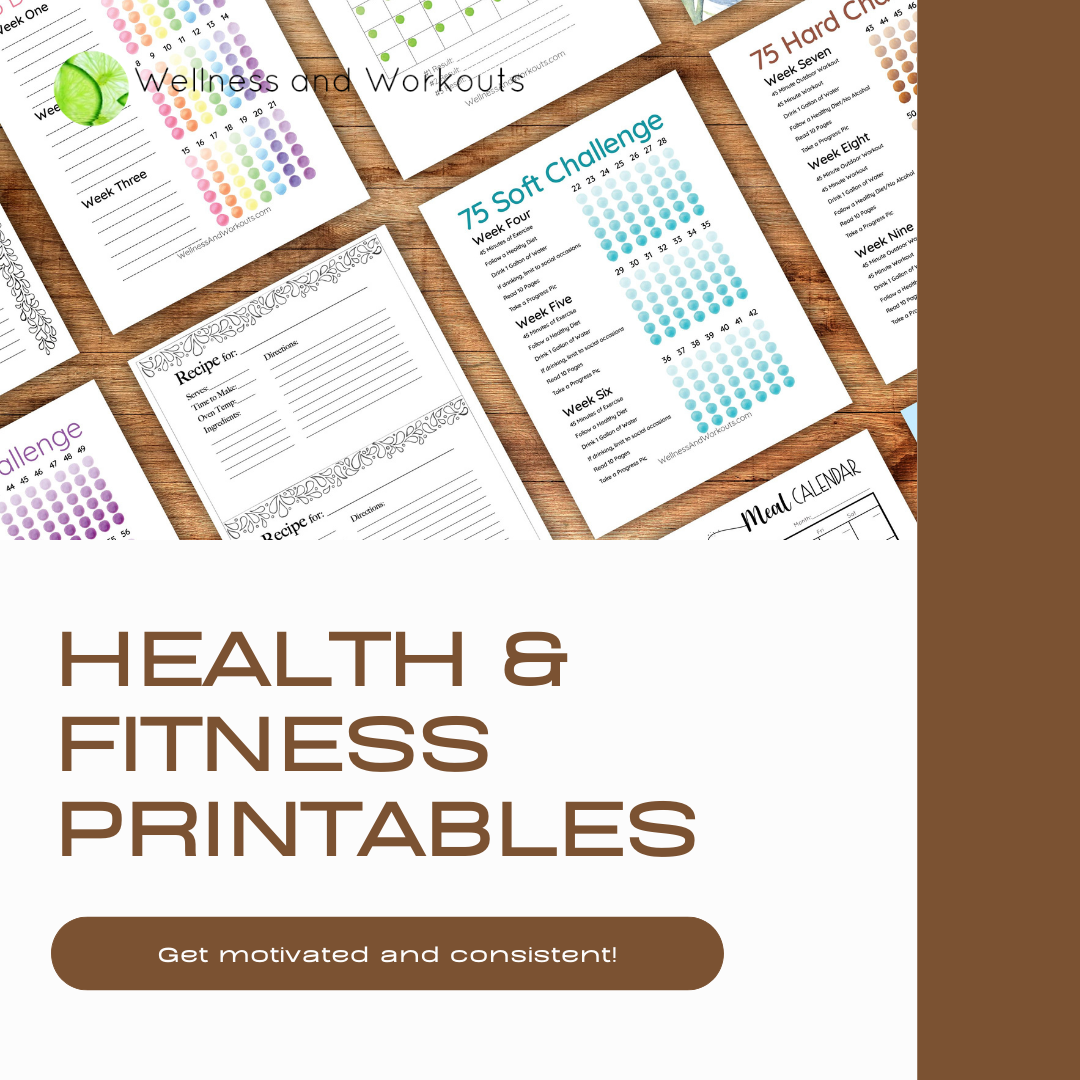 Health and fitness printables to motivate and help with consistency