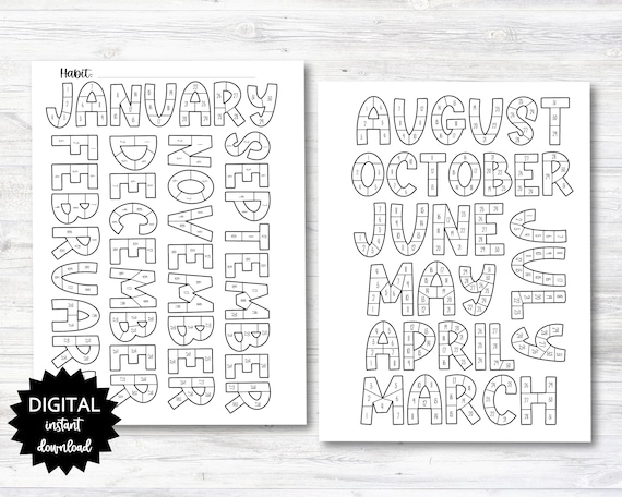 Habit tracker coloring planner page monthyear habit tracker coloring sheet happy planner classic size printable n