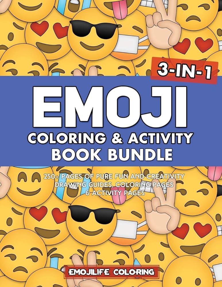 Emoji coloring activity book bundle
