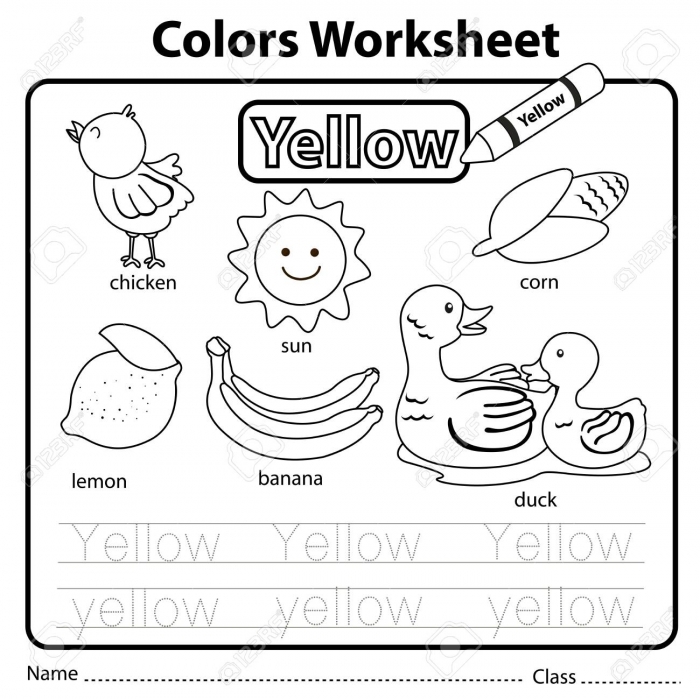 The color yellow worksheets