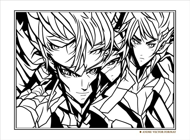 Premium vector anime hand drawn coloring book illustration