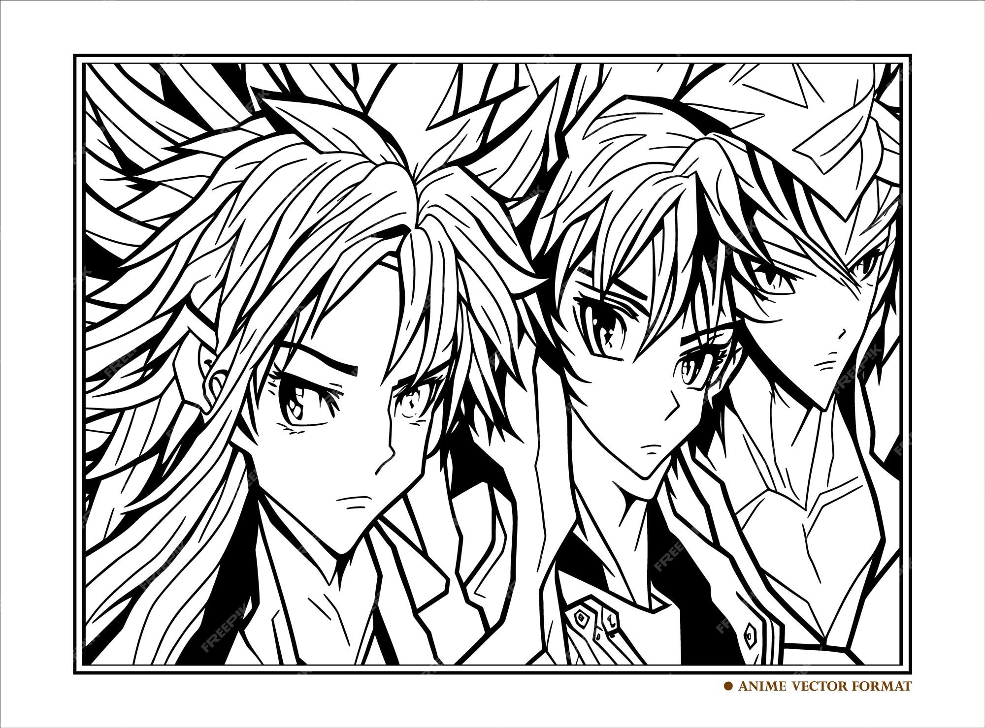 Premium vector anime hand drawn coloring book illustration