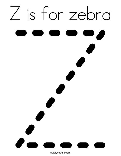 Z is for zebra coloring page