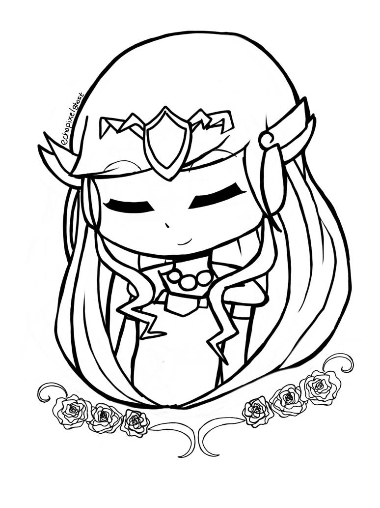 Legend of zelda chibi zelda line artcoloring page by echopixelghost on