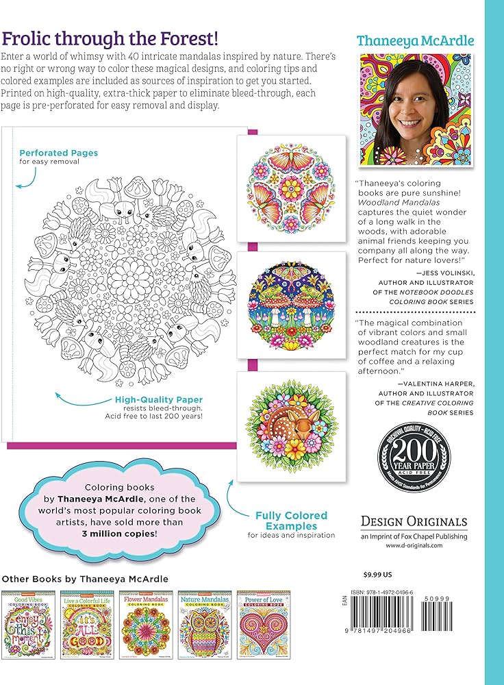 Woodland mandalas coloring book design originals nature