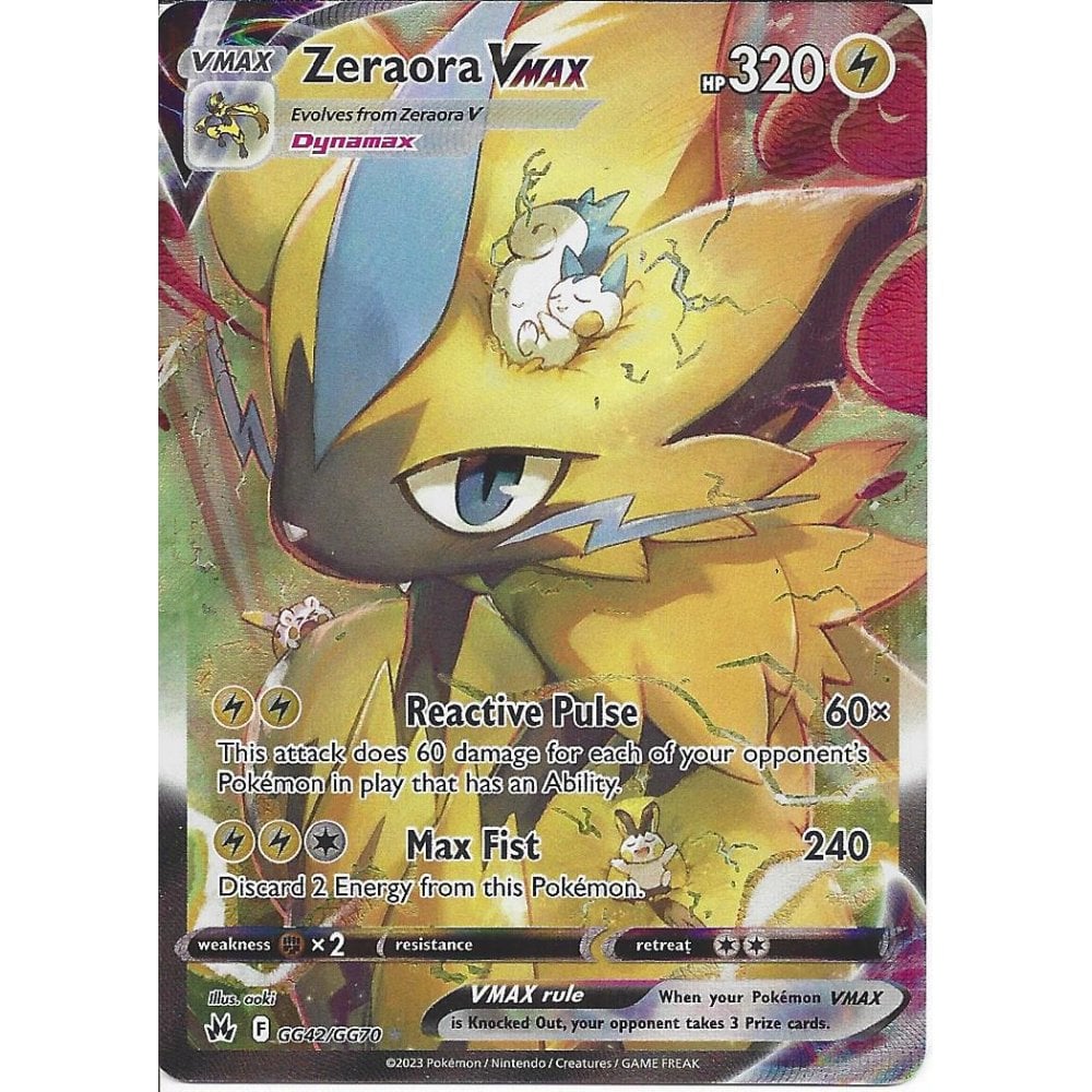 Pokemon trading card game gggg zeraora vmax rare ultra card swsh crown zenith