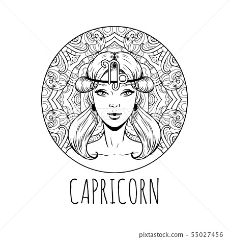 Capricorn zodiac sign artwork adult coloring book