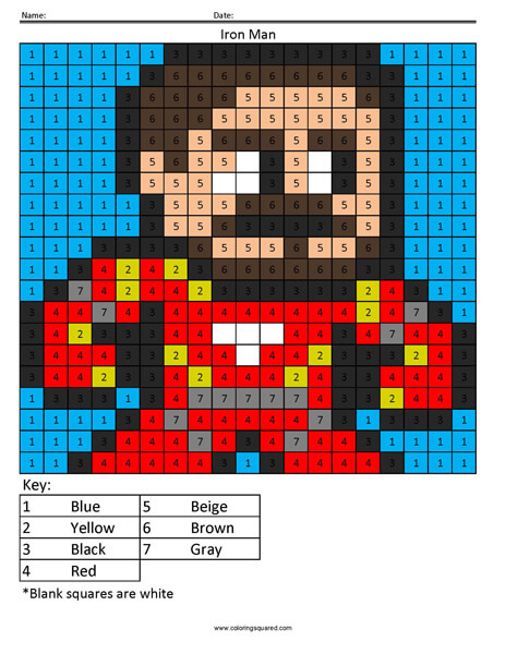 Superhero color by number