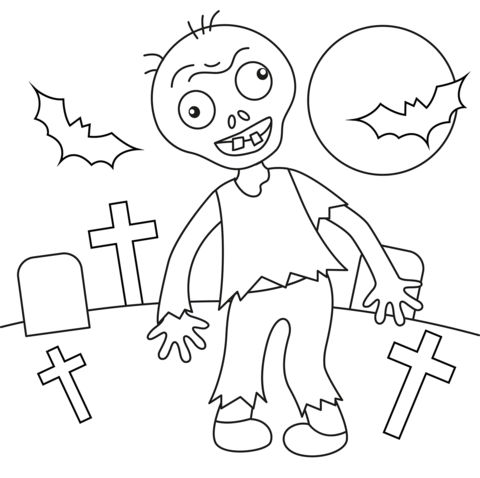 Drawtober halloween zombie coloring page by mahomino on