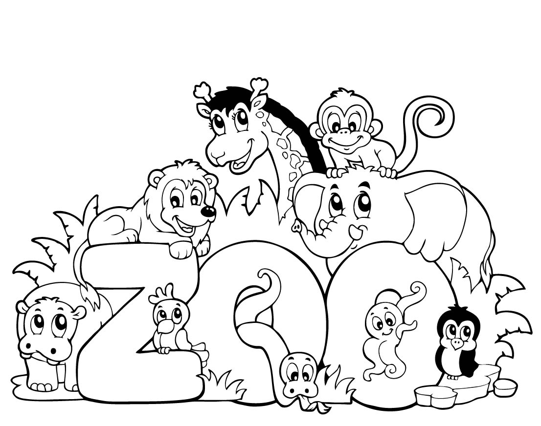 Coloring book zoo sign with animals â online coloring page â